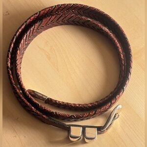 MEZLAN Croc- Embossed Brown Leather Belt Men”s